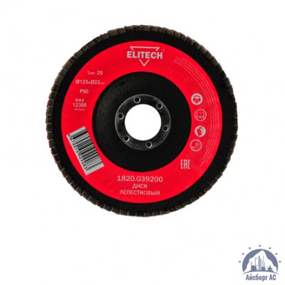 Круг лепестковый КЛТ 125х22 мм, P60, Elitech, 1820,039000 купить в Кургане